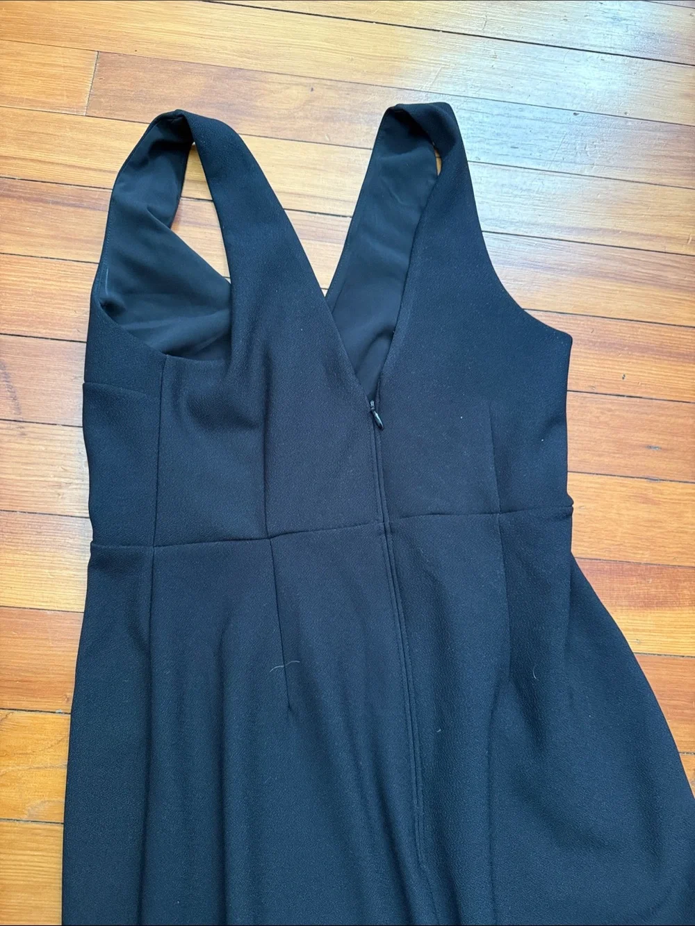 Abercrombie & Fitch Black Sleeveless V-Neck Maxi Dress high slit